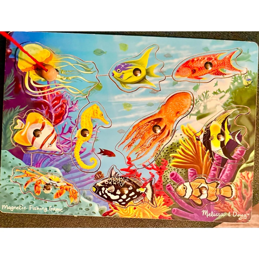 Vintage Melissa & Doug Magnetic Fishing Wooden Puzzle